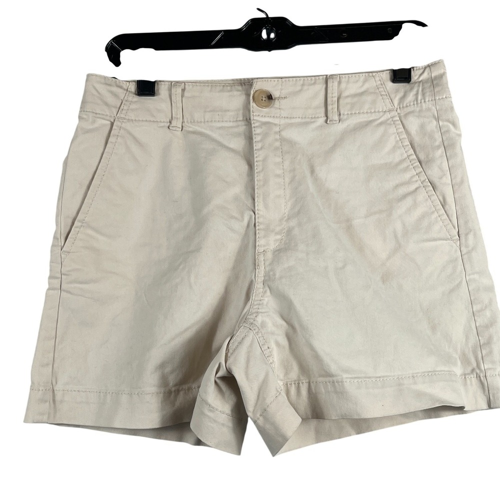 LOFT Womens Sz 2 Washed Twill Shorts Belt Loops Light Tan Classic Preppy Casual
